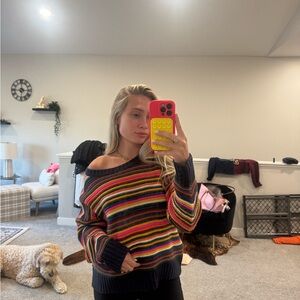 Striped Off-Shoulder Sweater